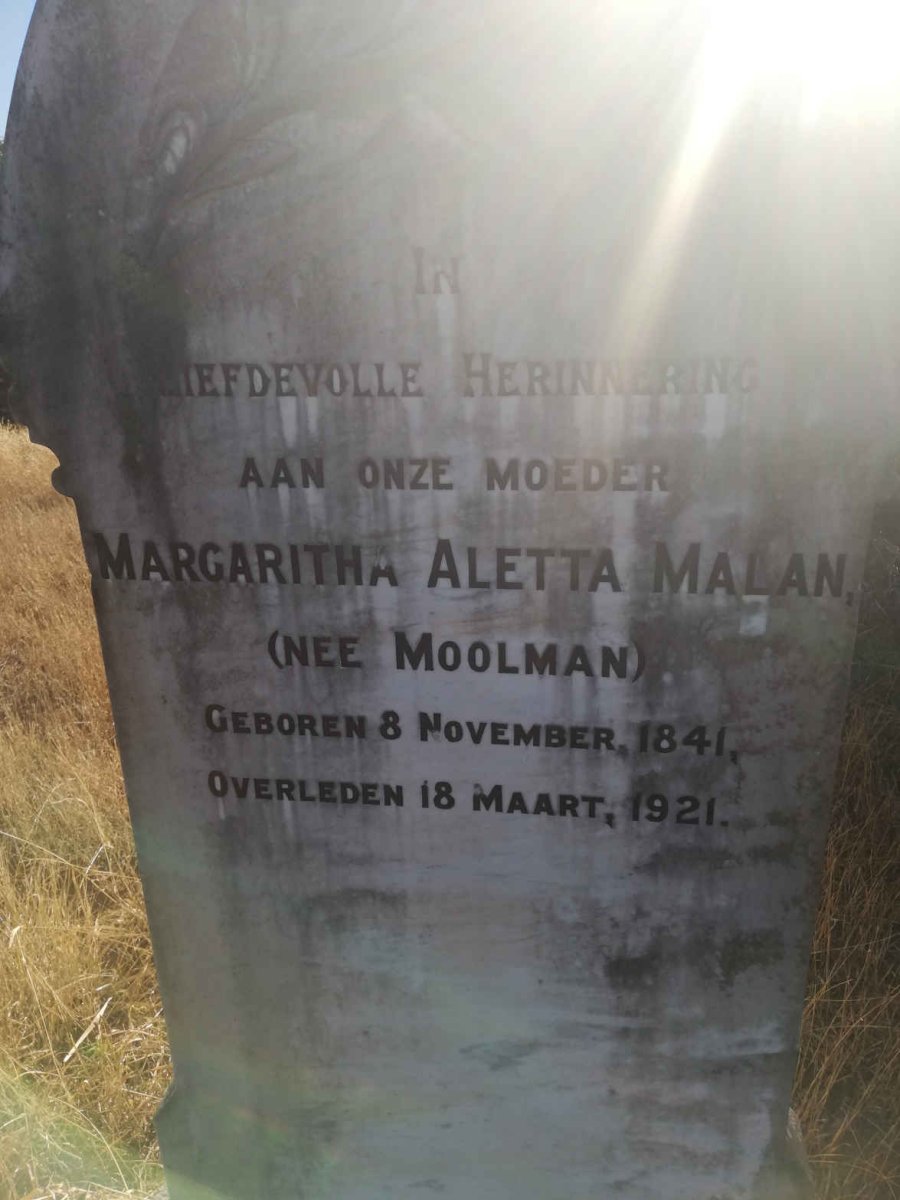 MALAN Margaritha Aletta nee MOOLMAN 1841-1921