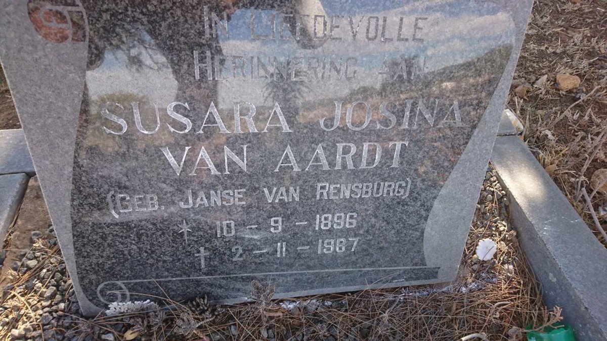 AARDT Susara Josina, van nee JANSE VAN RENSBURG 1896-1987