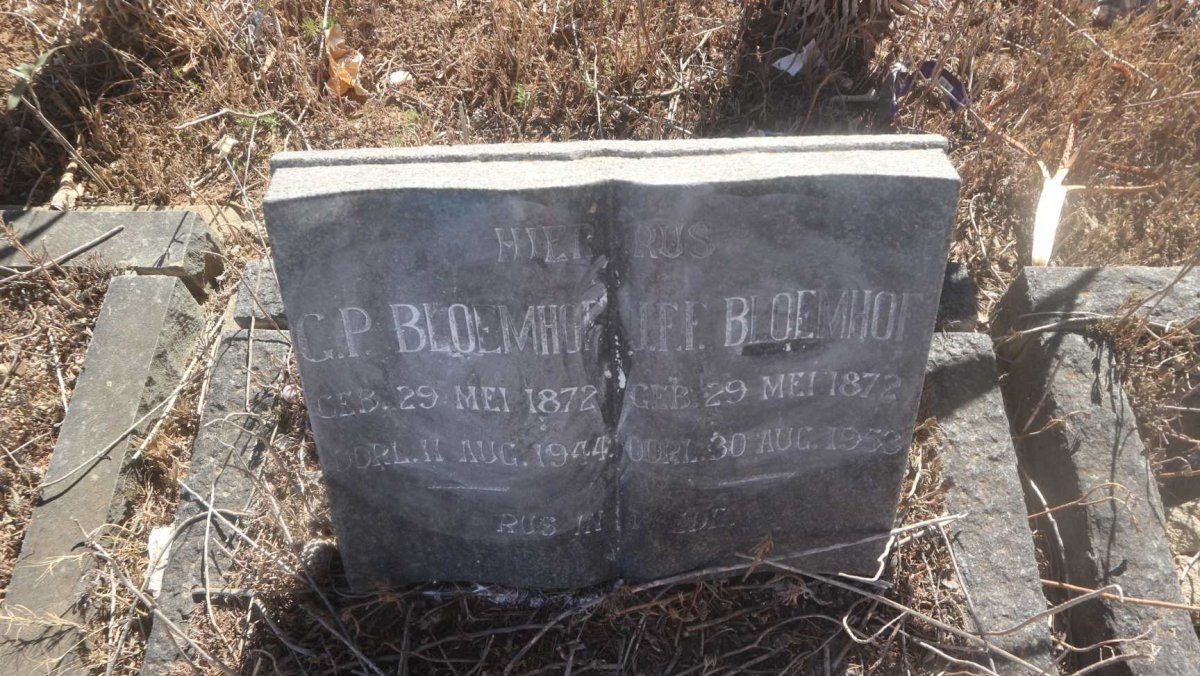 BLOEMHOF G.P. 1872-1944 &amp; J.F.F. 1872-1953