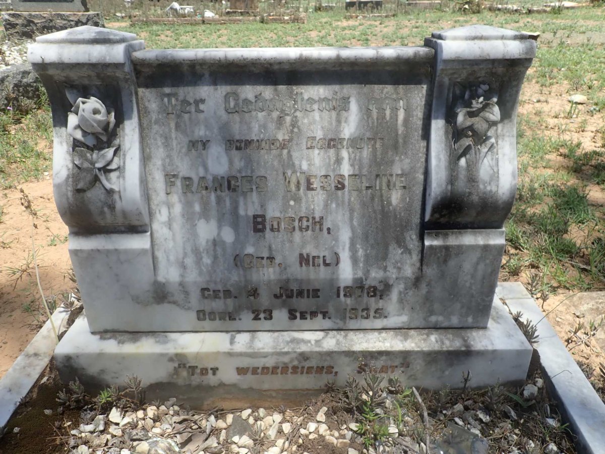BOSCH Frances Wesseline nee NEL 1908-1935