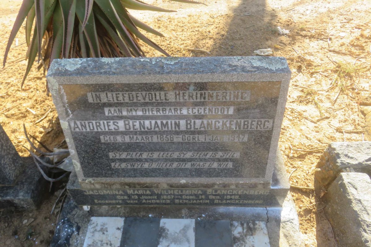 BLANCKENBERG Andries Benjamin 1858-1947 &amp; Jacomina Maria Wilhelmina 1857-1948