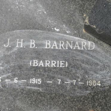 BARNARD J.H.B. 1915-1984 &amp; Ruth DE BEER 1918-1998