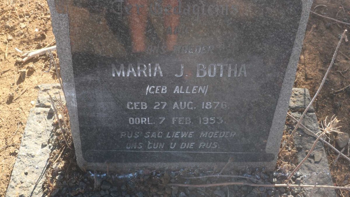 BOTHA Maria J. nee ALLEN 1876-1953