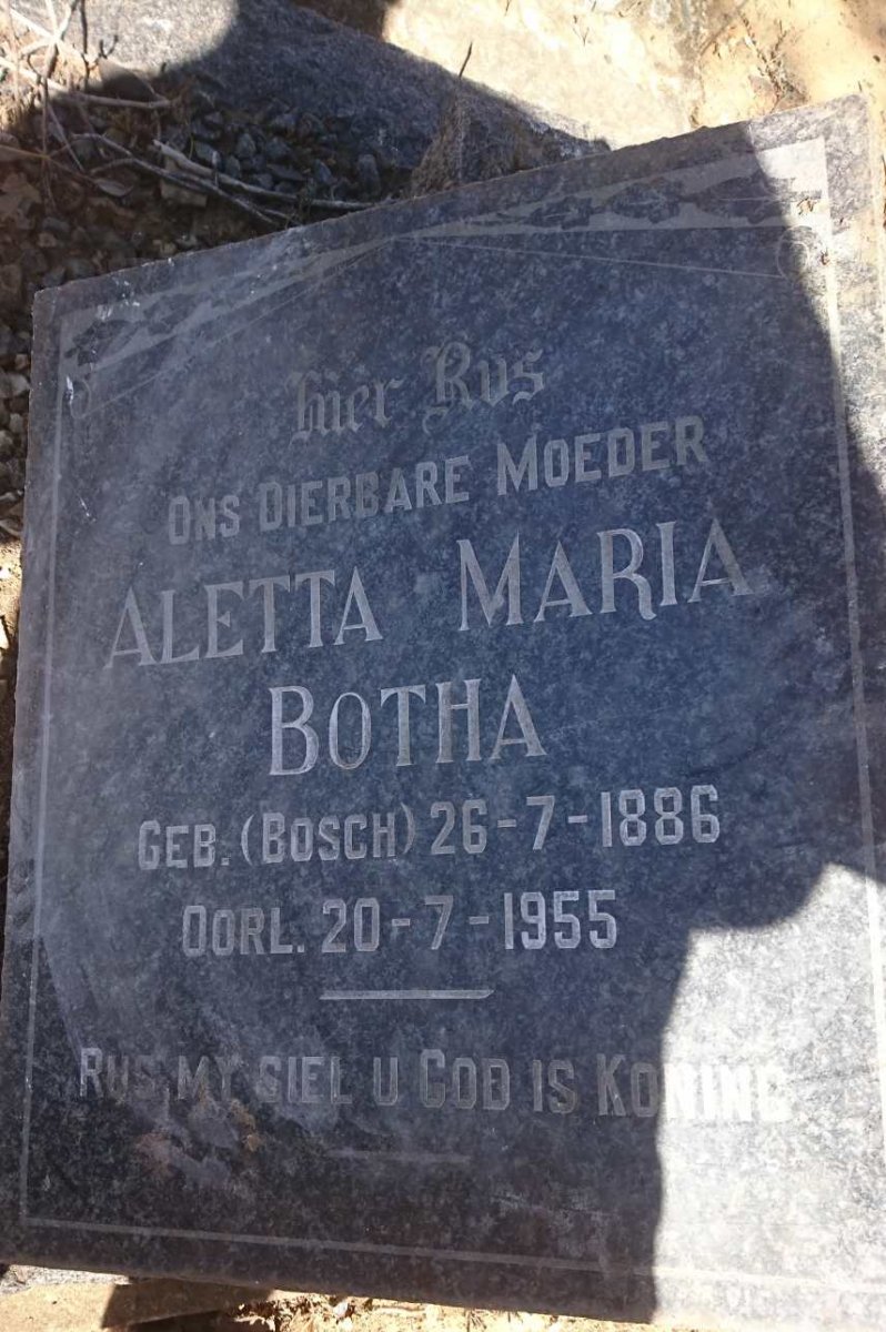 BOTHA Aletta Maria nee BOSCH 1886-1955