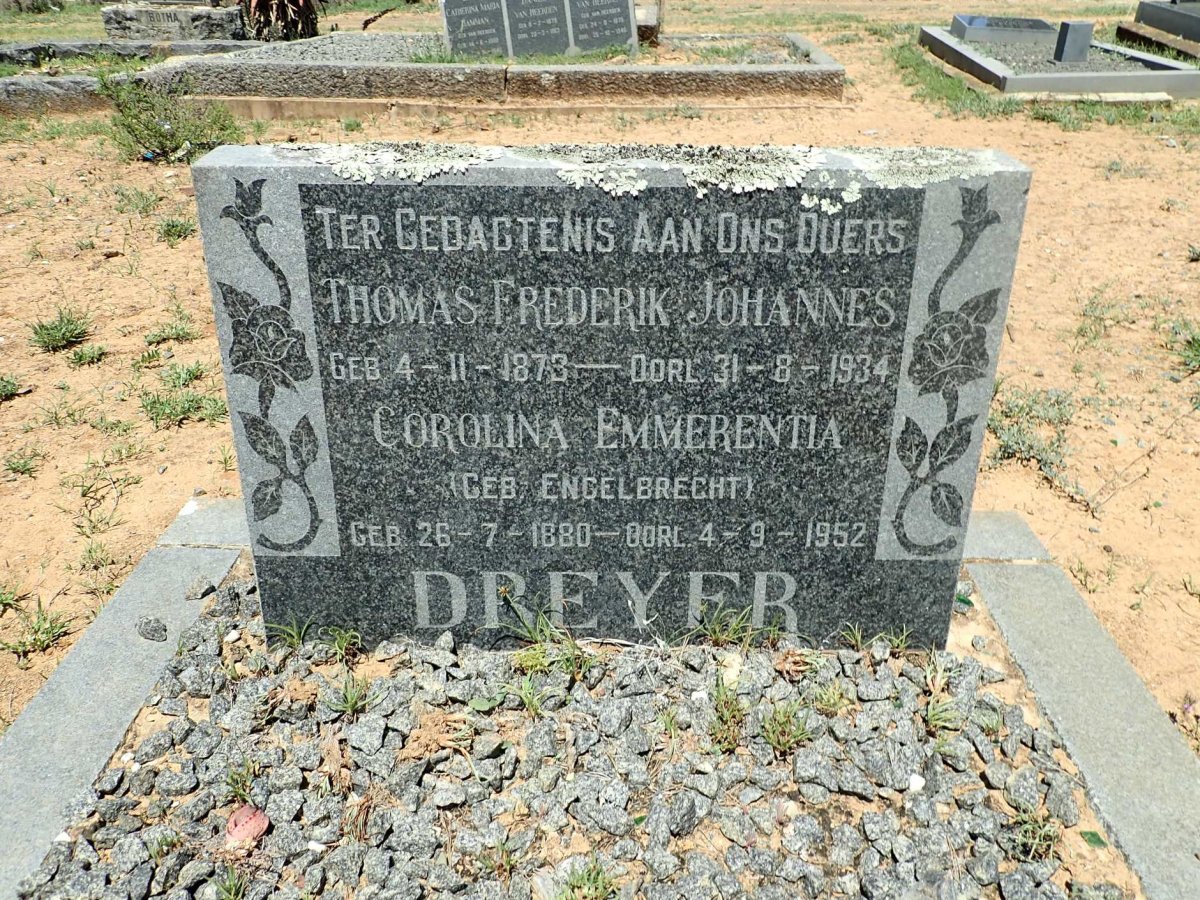 DREYER Thomas Frederik Johannes 1873-1934 &amp; Corolina Emmerentia ENGELBRECHT 1880-1952