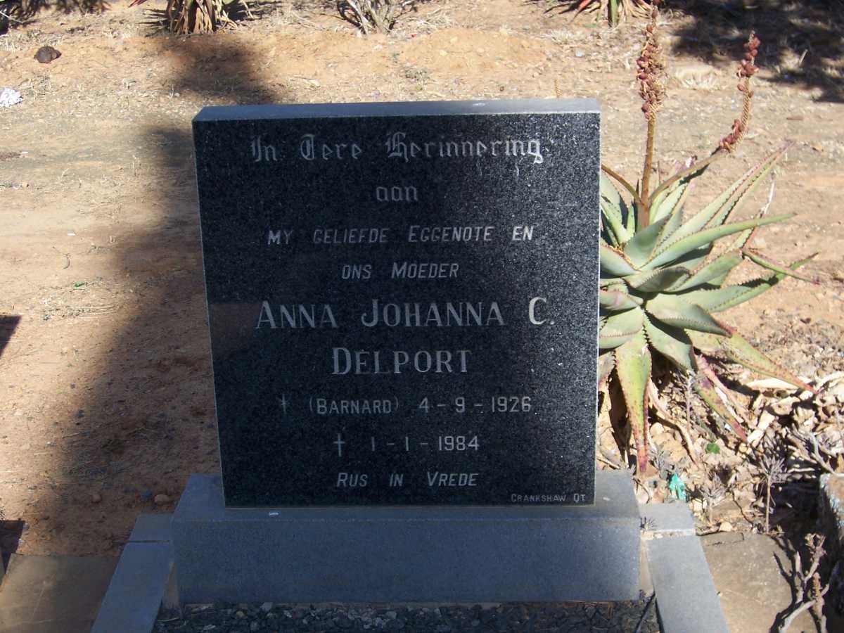 DELPORT Anna Johanna C. nee BARNARD 1926-1984