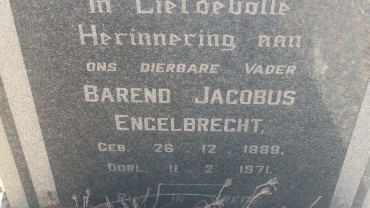 ENGELBRECHT Barend Jacobus 1888-1971 &amp; Gertruida Margaretha 1890-1958