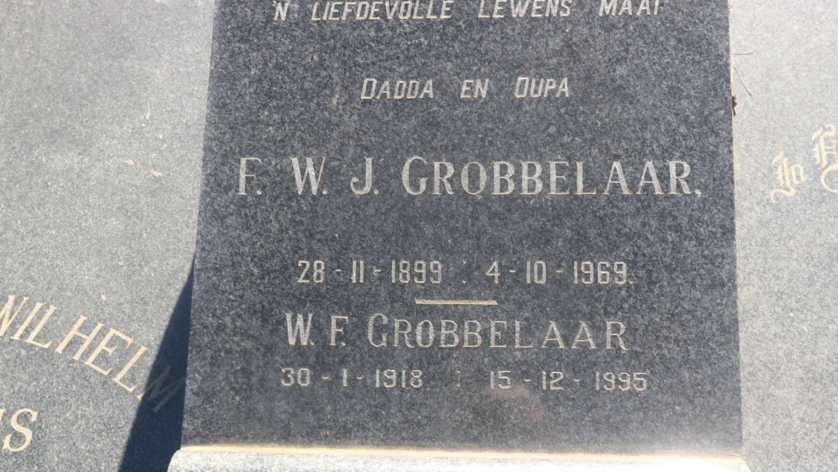 GROBBELAAR F.W.J. 1899-1969 :: GROBBELAAR W.F. 1918-1995