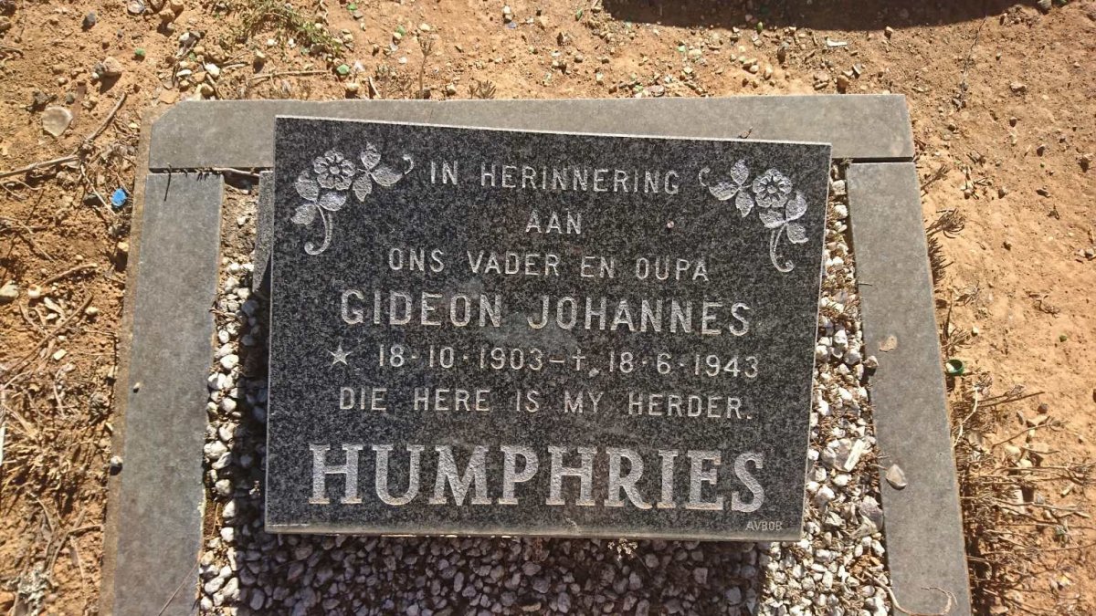 HUMPHRIES Gideon Johannes 1903-1943