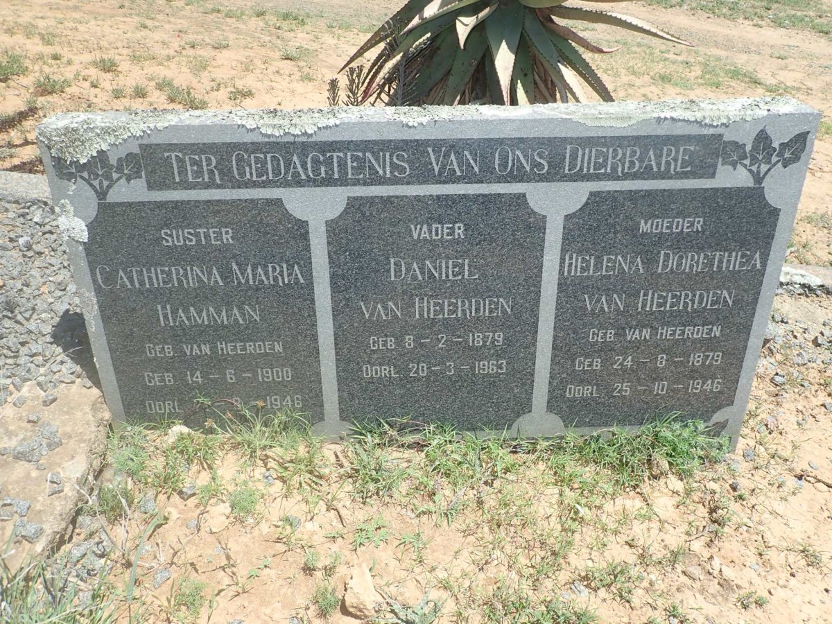 HEERDEN Daniel, van 1879-1963 &amp; Helena Dorethea VAN HEERDEN 1879-1946 :: HAMMAN Catherina Maria nee VAN HEERDEN 1900-1946