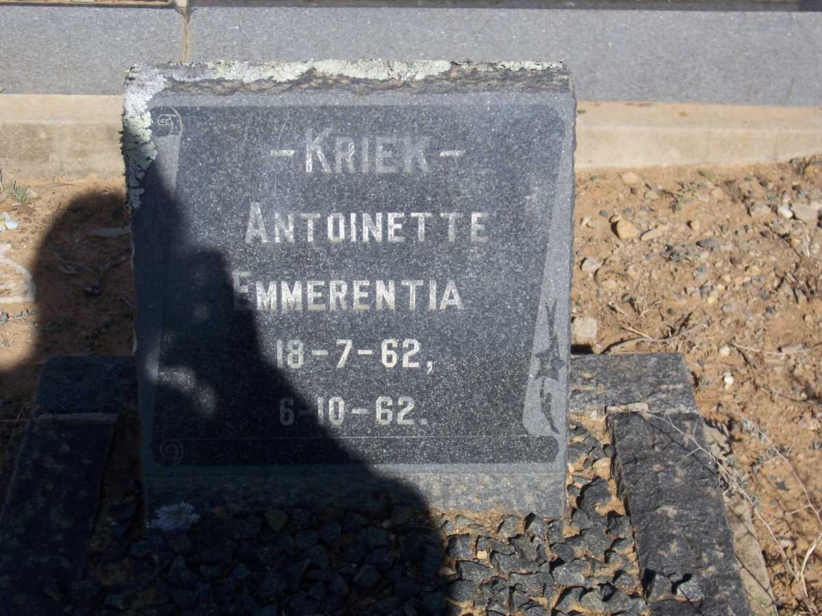 KRIEK Antoinette Emmerentia 1962 -1962