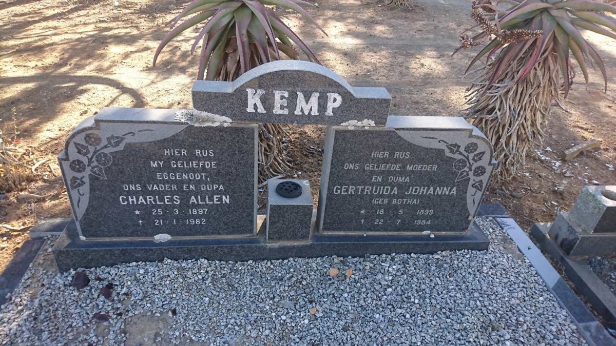 KEMP Charles Allen 1897-1982 &amp; Gertruida Johanna BOTHA 1899-1984
