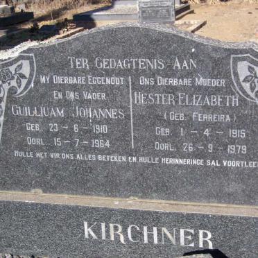 KIRCHNER Guilliuam Johannes 1910-1964 &amp; Hester Elizabeth FERREIRA 1915-1979