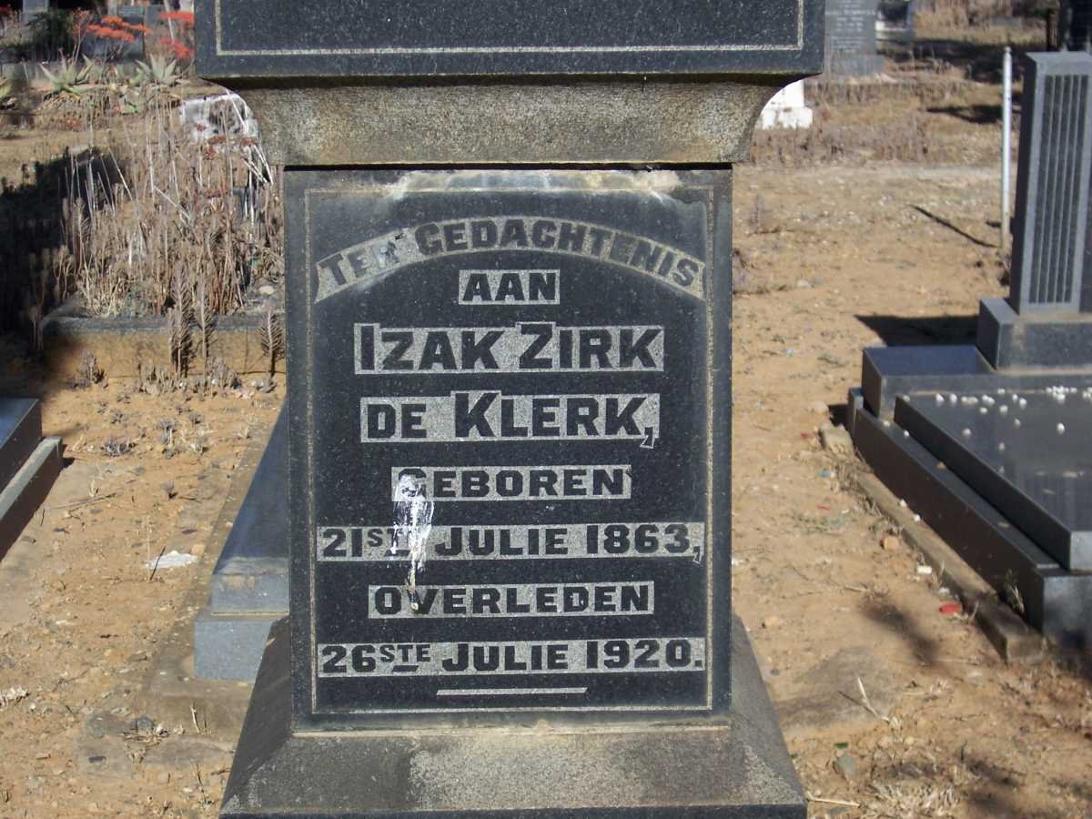KLERK Izak Zirk, de 1863-1920