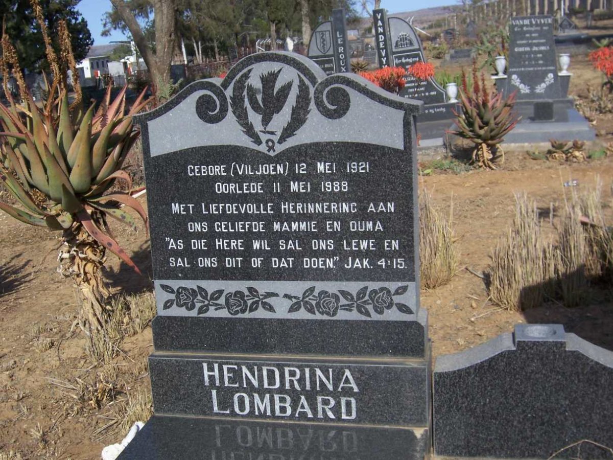 LOMBARD Hendrina nee VILJOEN 1921-1988