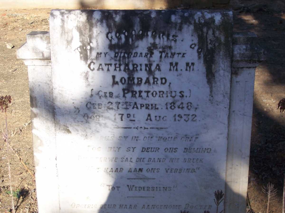 LOMBARD Catharina M.M. nee PRETORIUS 1848-1932