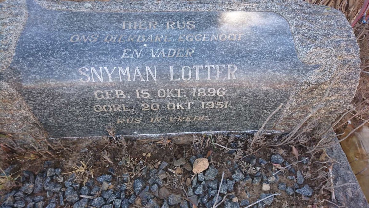 LOTTER Snyman 1896-1951