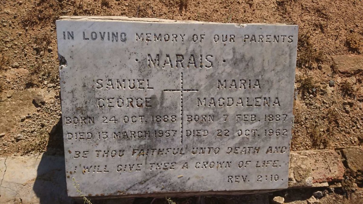 MARAIS Samuel George 1888-1957 &amp; Maria Magdalena 1887-1962