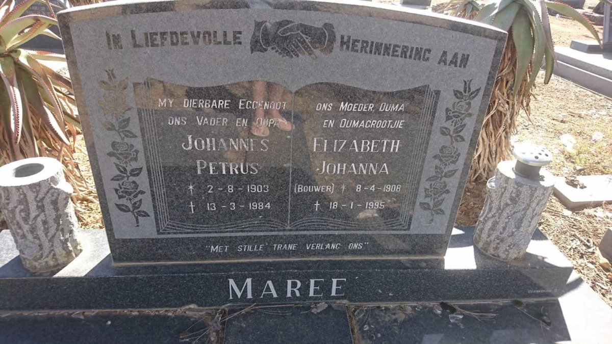 MAREE Johannes Petrus 1903-1984 &amp; Elizabeth Johanna BOUWER 1908-1995
