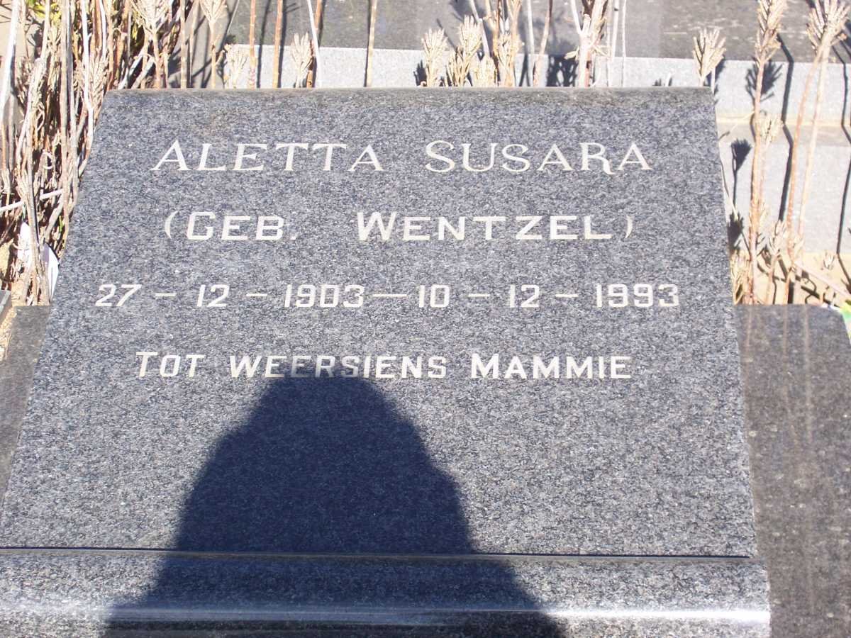 MARAIS Aletta Susara nee WENTZEL 1903-1993