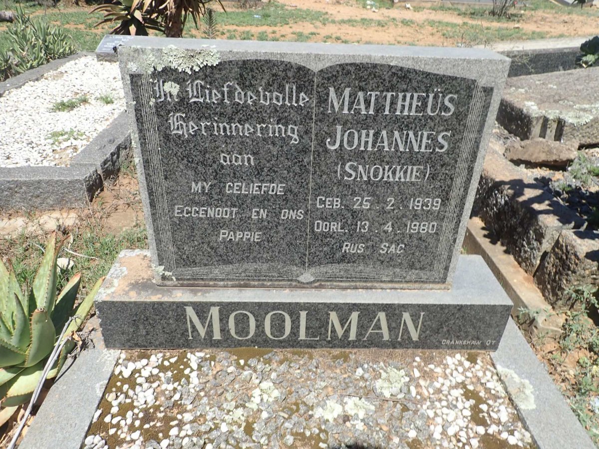 MOOLMAN Mattheus Johannes 1939-1980