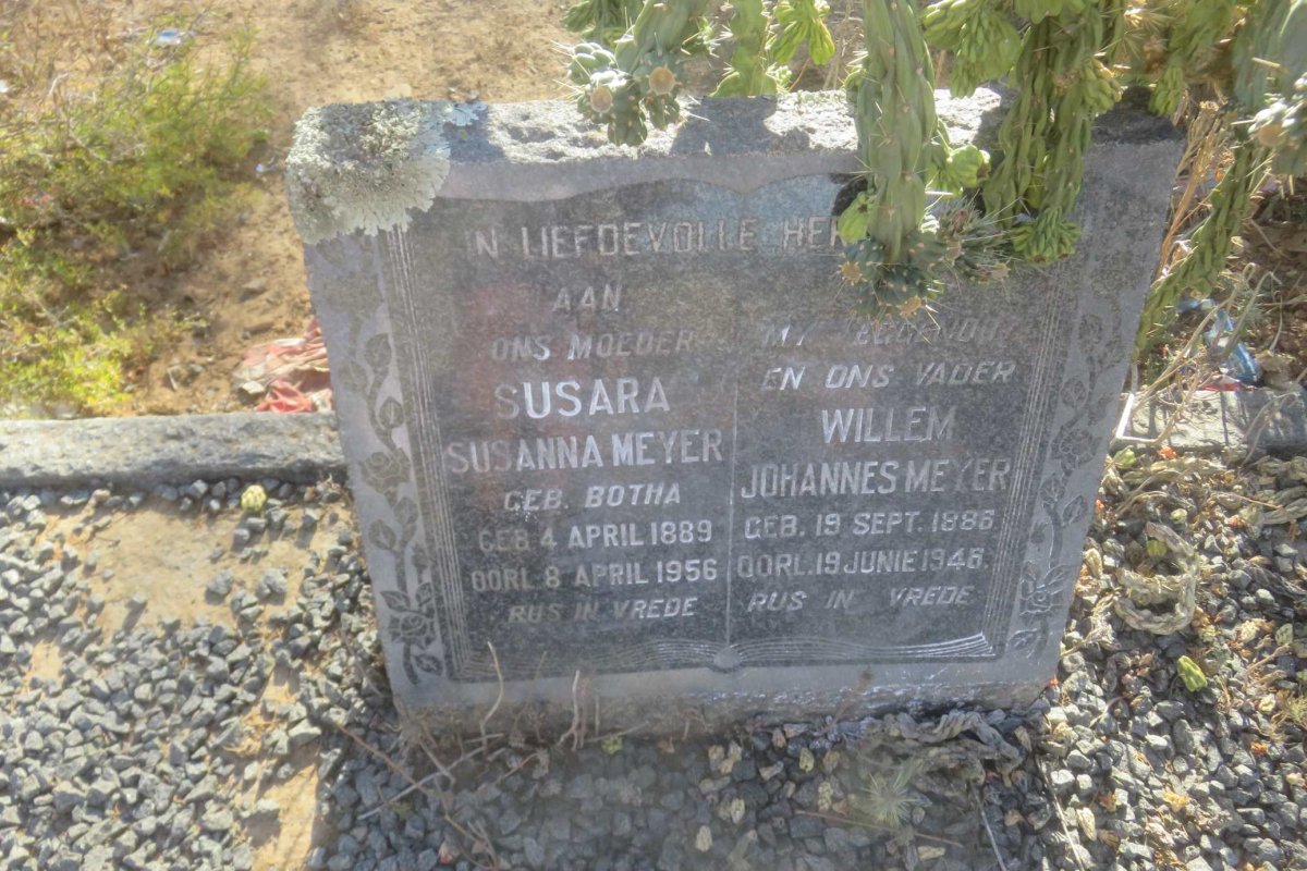 MEYER Willem Johannes 1886-1948 &amp; Susara Susanna BOTHA 1889-1956