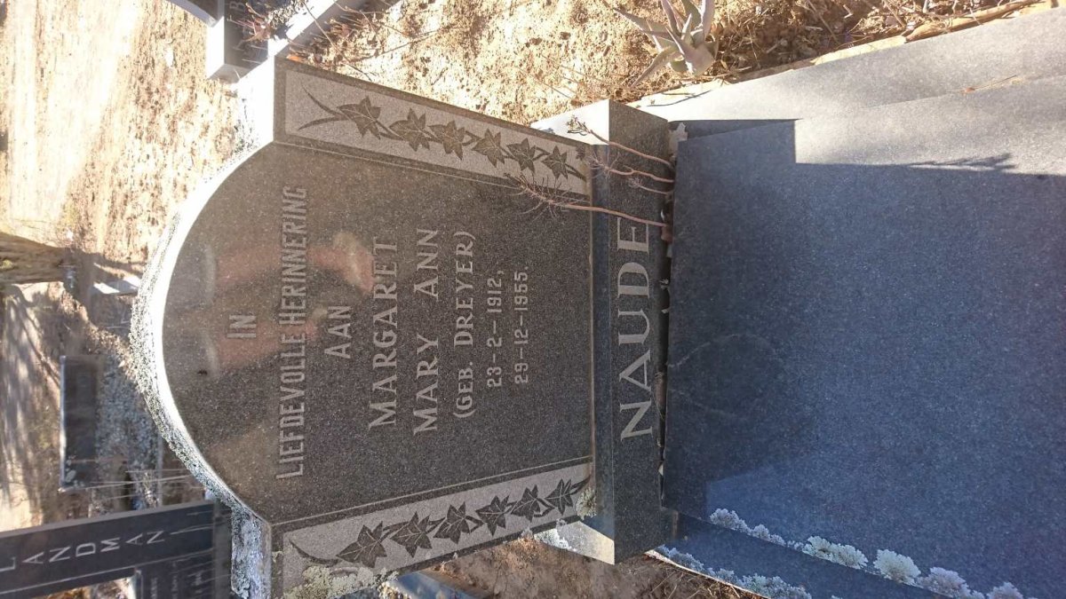 NAUDE Margaret Mary Ann nee DREYER 1912-1955