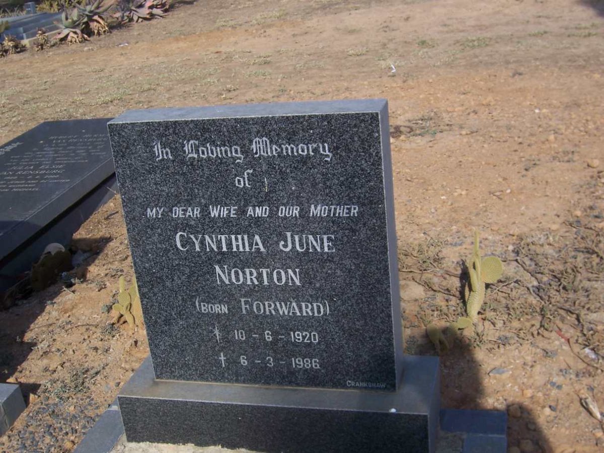 NORTON Cynthia June nee FORWARD 1920-1986