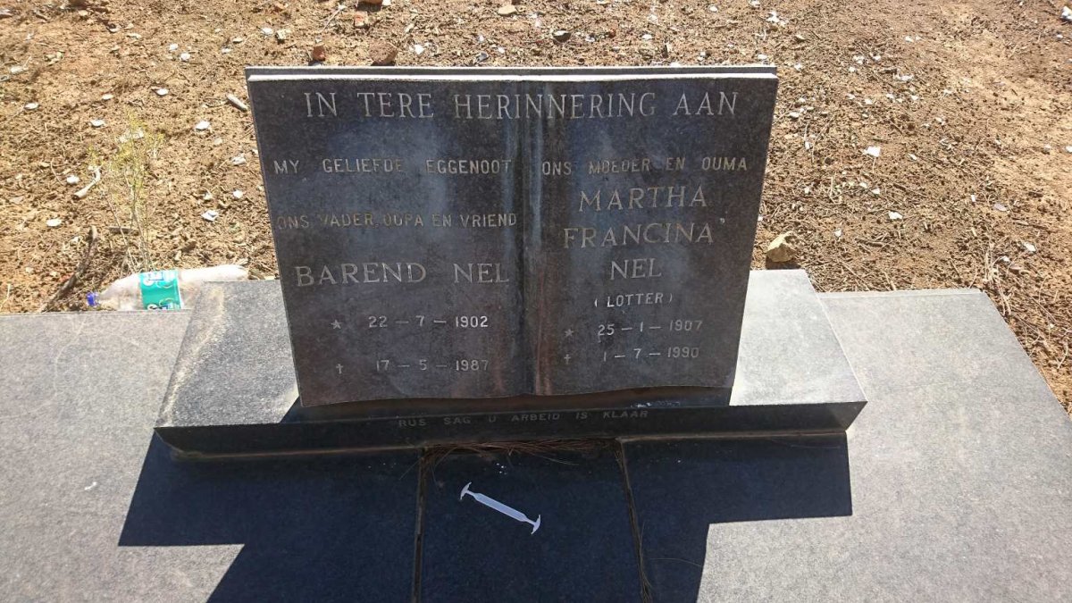 NEL Barend 1902-1987 &amp; Martha Francina LOTTER 1907-1990