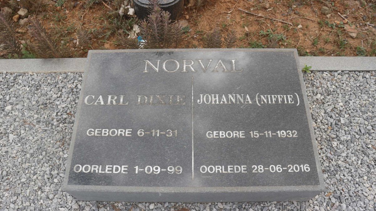 NORVAL Carl Dixie 1931-1999 &amp; Johanna 1932-2016
