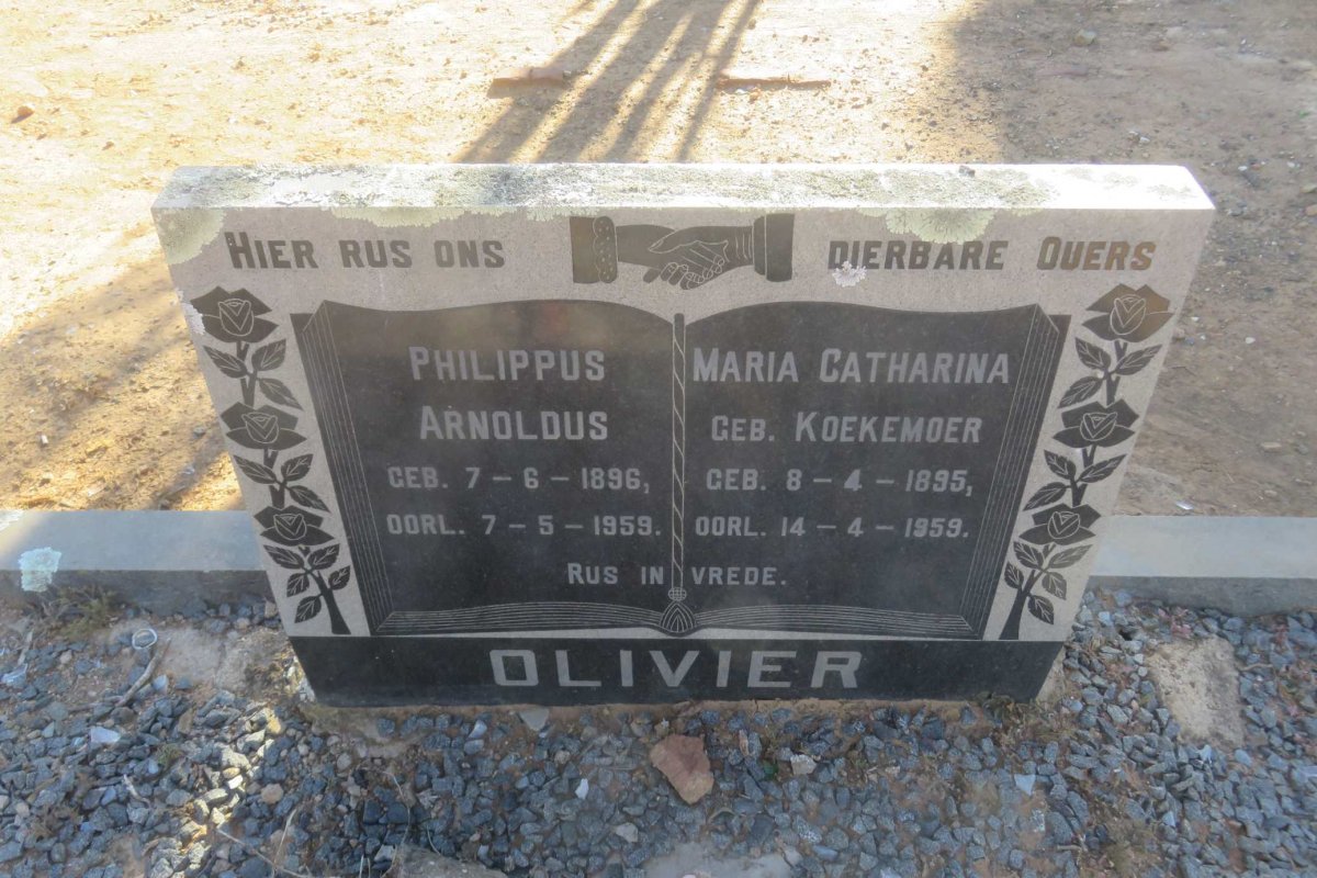 OLIVIER Philippus Arnoldus 1896-1959 &amp; Maria Catharina KOEKEMOER 1895-1959