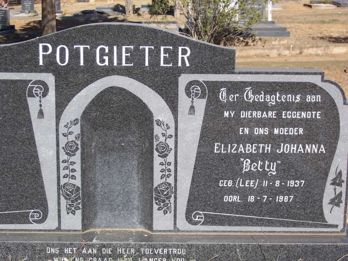 POTGIETER Elizabeth Johanna nee LEE 1937-1987