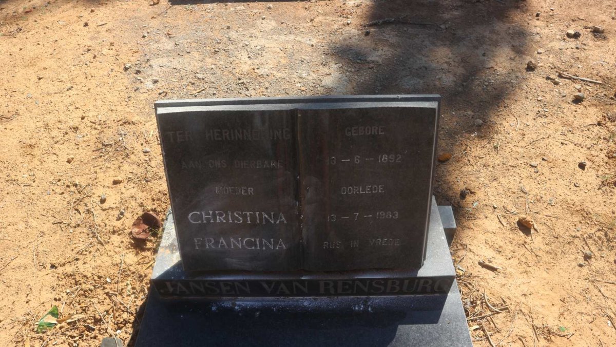RENSBURG Christina Francina, Jansen van 1892-1983