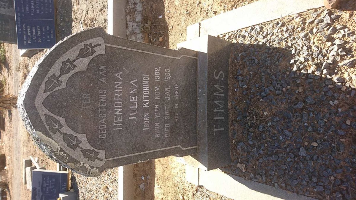 TIMMS Hendrina Julena nee KITCHING 1902-1985
