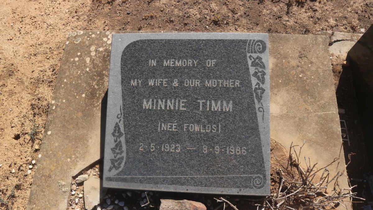 TIMM Minnie nee FOWLDS 1923-1986
