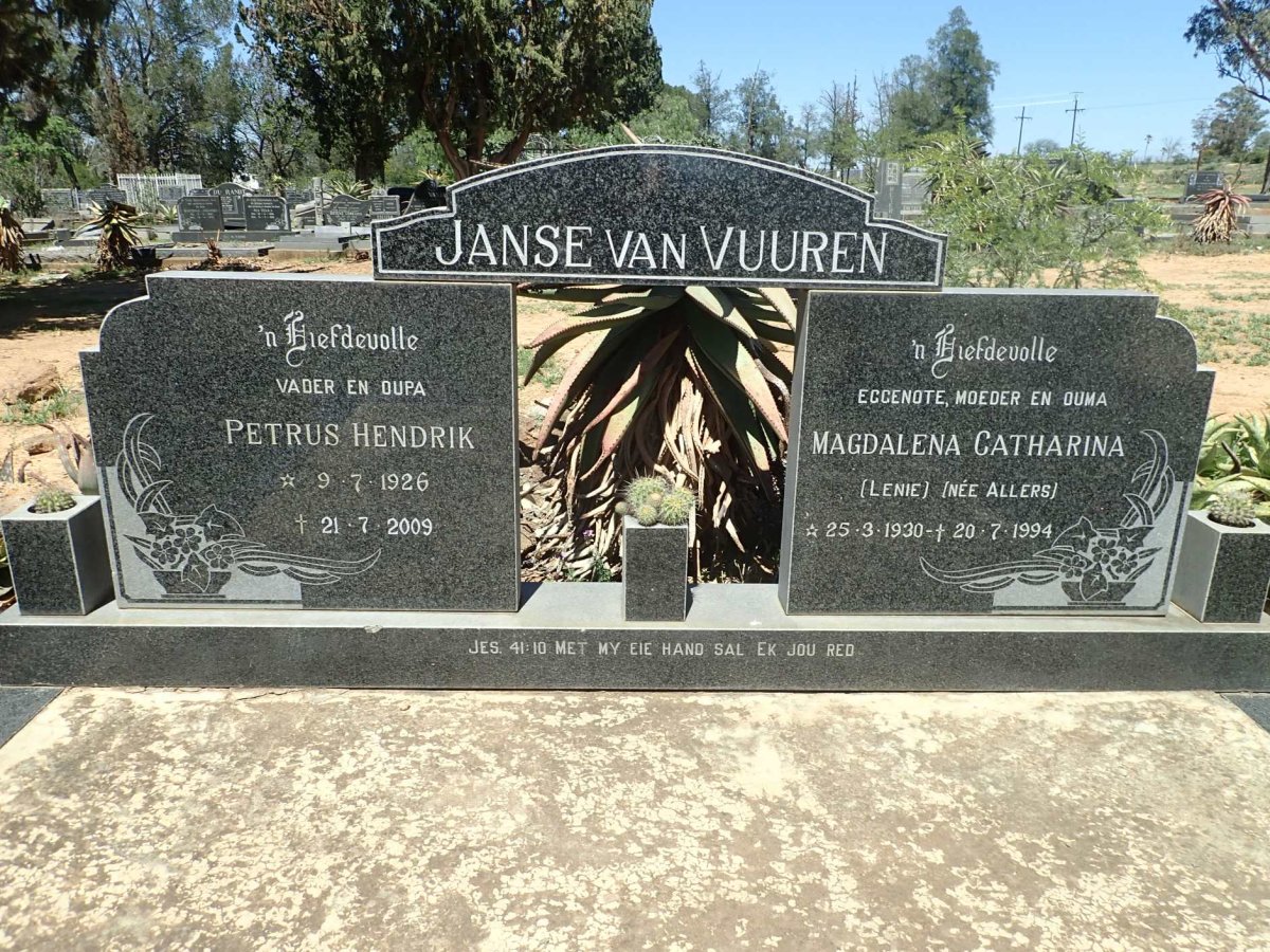 VUUREN Petrus Hendrik, Janse van 1926-2009 &amp; Magdalena Catharina ALLERS 1930-1994