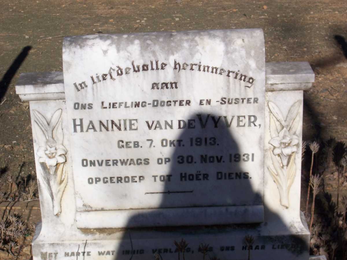 VYVER Hannie, van de 1913-1931