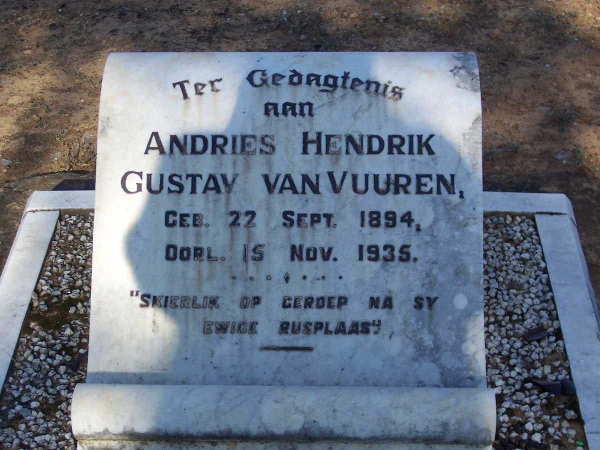 VUUREN Andries Hendrik Gustav, van 1894-1935