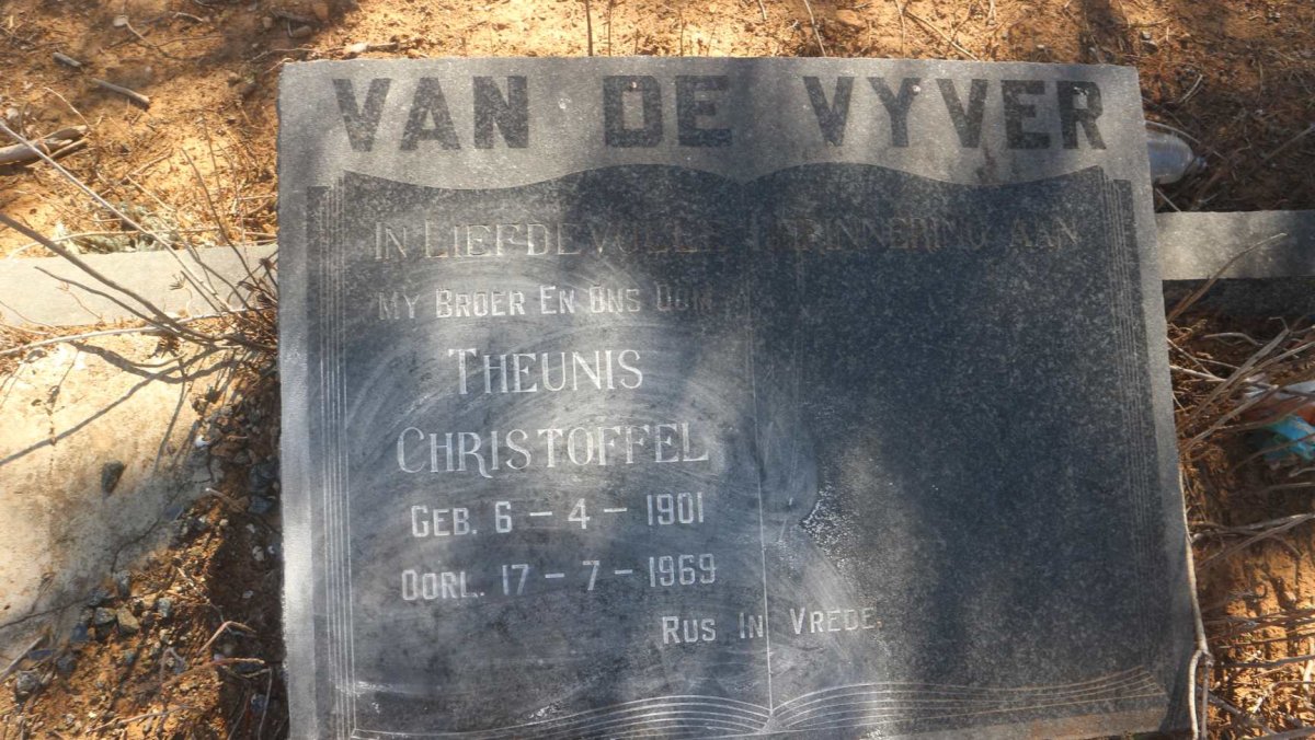 VYVER Theunis Christoffel, van de 1901-1969