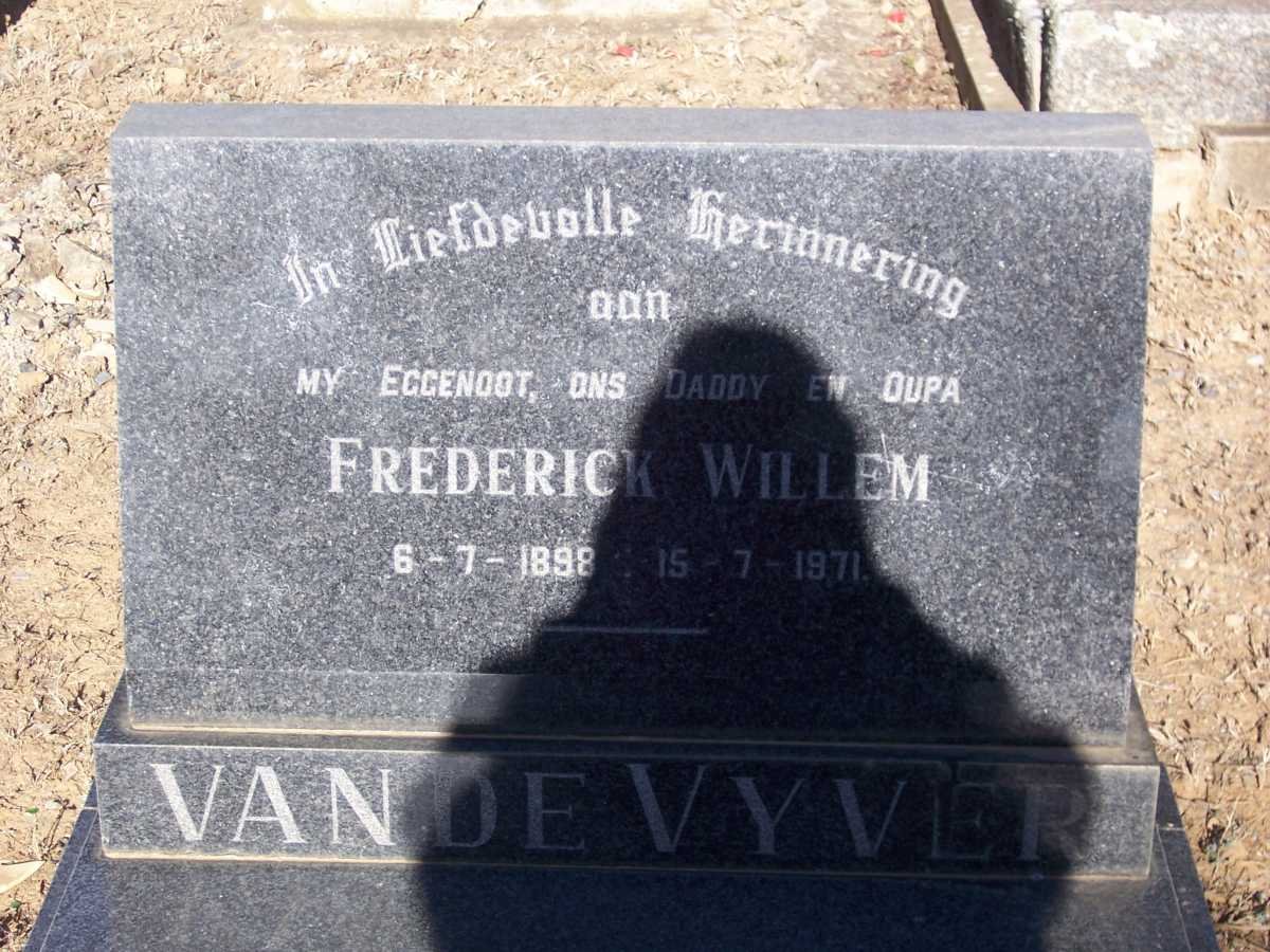 VYVER Frederick Willem, van de 1898-1971