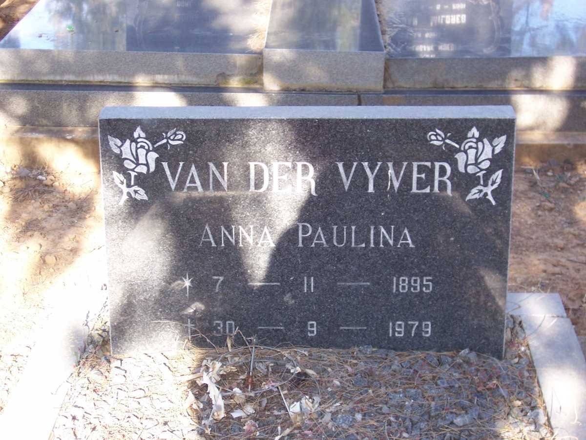 VYVER Anna Paulina, van der 1895-1979