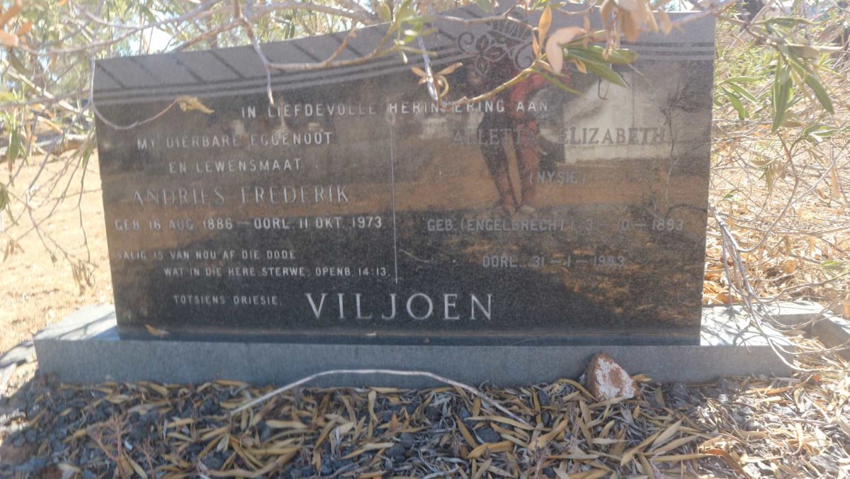 VILJOEN Andries Frederik 1886-1973 &amp; Alletta Elizabeth ENGELBRECHT 1893-1983