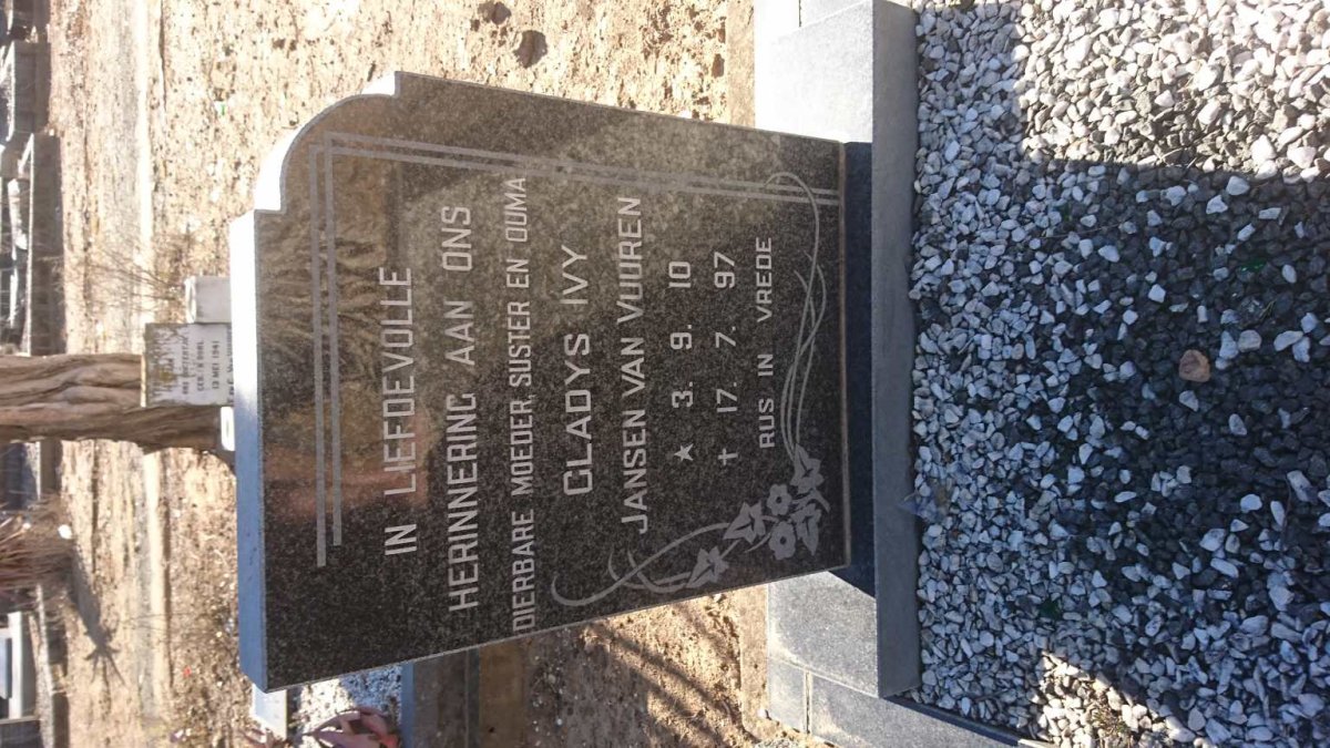 VUUREN Gladys Ivy, Jansen van 1910-1997