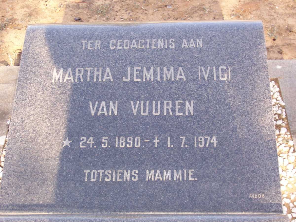 VUUREN Martha Jemima, van 1890-1974