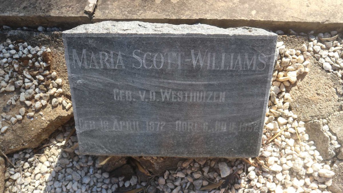 WILLIAMS Maria, SCOTT nee V.D. WESTHUIZEN 1872-1952