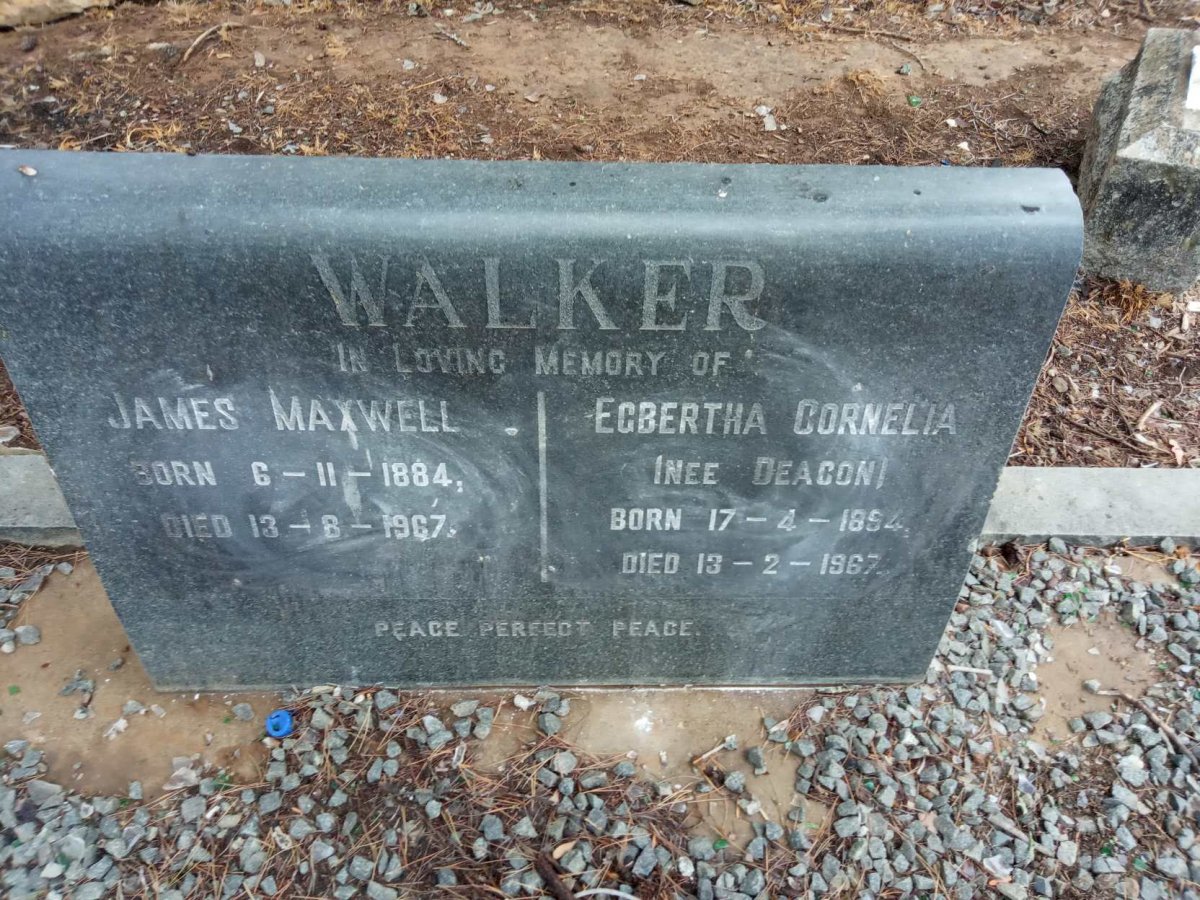 WALKER James Maxwell 1884-1967 &amp; Egbertha Cornelia DEACON 1894-1967