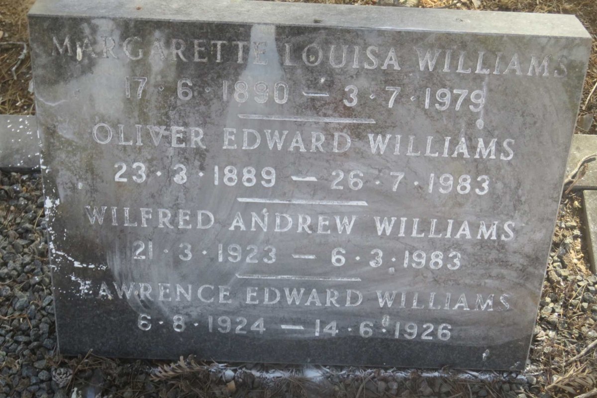WILLIAMS Oliver Edward 1889-1983 &amp; Margarette Louisa 1890-1979