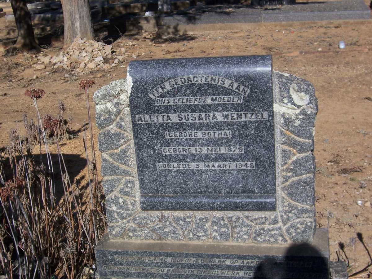 WENTZEL Aletta Susara nee BOTHA 1879-1948