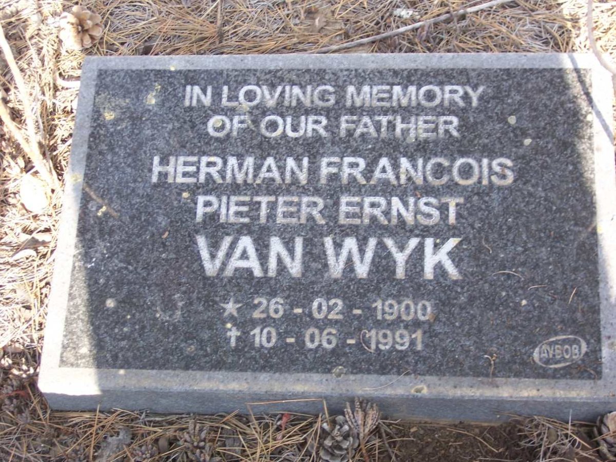 WYK Herman Francois Pieter Ernst, van 1900-1991