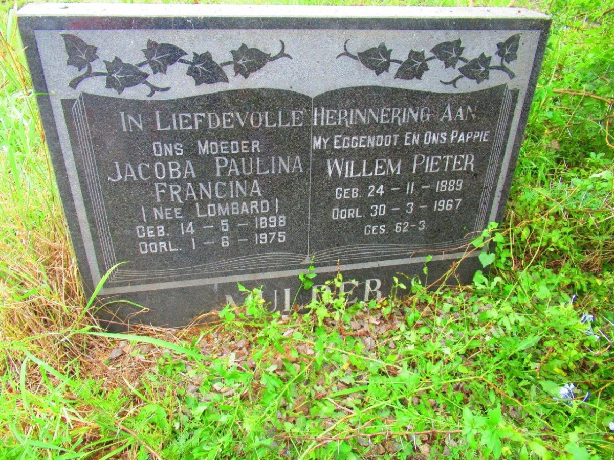 MULDER Willem Pieter 1889-1967 &amp; Jacoba Paulina Francina LOMBARD 1898-1975